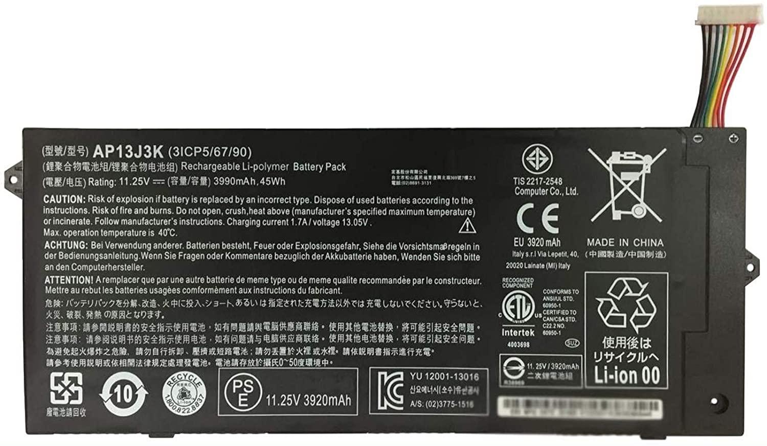 AP13J3K (11.4V 45Wh/3990mAh) Acer Chromebook 11.6" 11 C740 C720 C720P Series Notebook AP13J4K KT.00304.001 KT.00303.001 Laptop Battery - eBuy UAE
